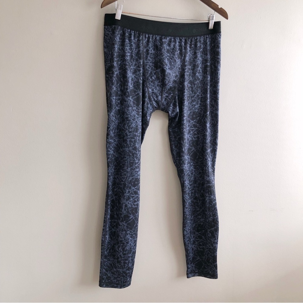 Zella Men’s Static Print Compression Workout Leggings Black Blue Size M - Picture 2 of 11
